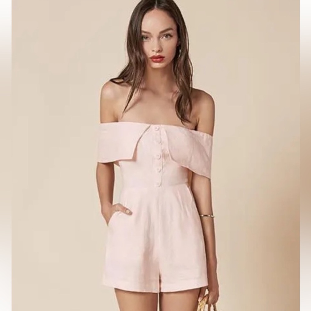 Reformation Frankie Romper in Rose White
